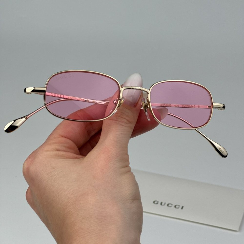 Gucci GG1648S 005 BRAND NEW Sunglasses Gold Pink Unisex Rectangle